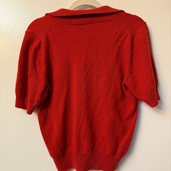 Reformation Louise Cashmere Polo Sweater Red - Size M - Picture 3 of 6